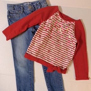Cat and Jack Heart Longsleeve shirt and Denim Jeans